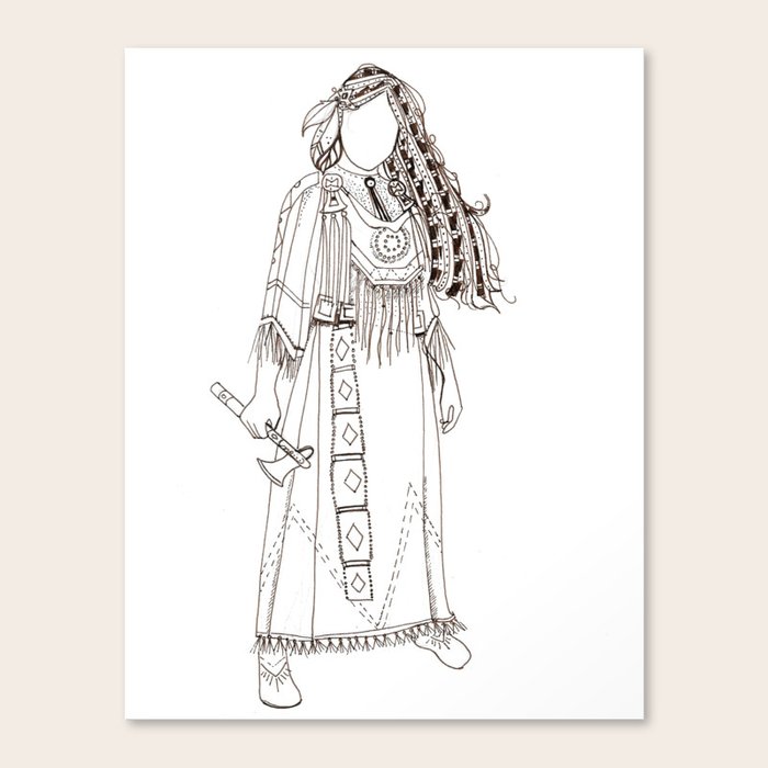 Native American Woman Warrior With Tomahawk Canvas Print By Nathasarae Society6
