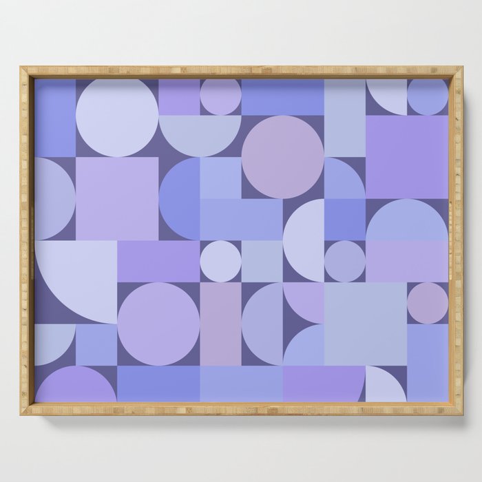 Retro Geometric Abstract Art Periwinkle 2 Serving Tray
