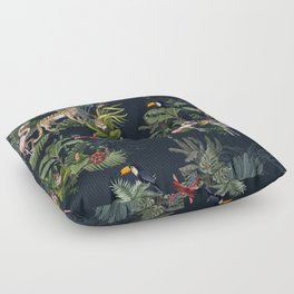 Seamless pattern with jungle animals, flowers and trees.  Floor Pillow