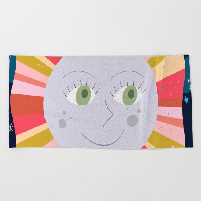 Rainbow Moonbeams - Warm Colors Beach Towel