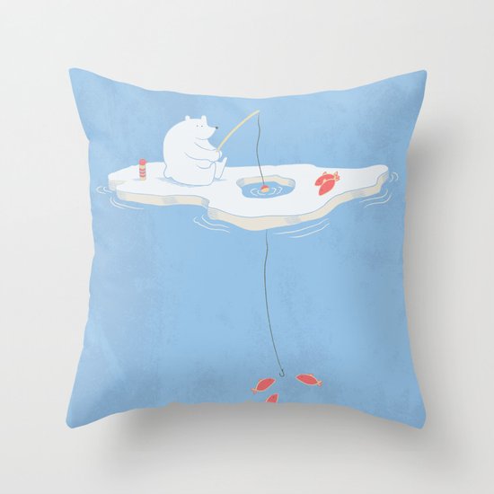 Gone Ice Fishin' Throw Pillow