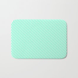 [ Thumbnail: Aquamarine & White Colored Lined/Striped Pattern Bath Mat ]