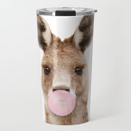 Kangaroo Blowing Bubble Gum, Nursery Print by Zouzounio Art Travel Mug