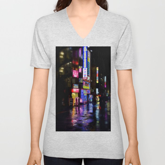 Japan - city - night 1 V Neck T Shirt