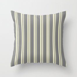 [ Thumbnail: Grey and Light Yellow Colored Striped/Lined Pattern Throw Pillow ]