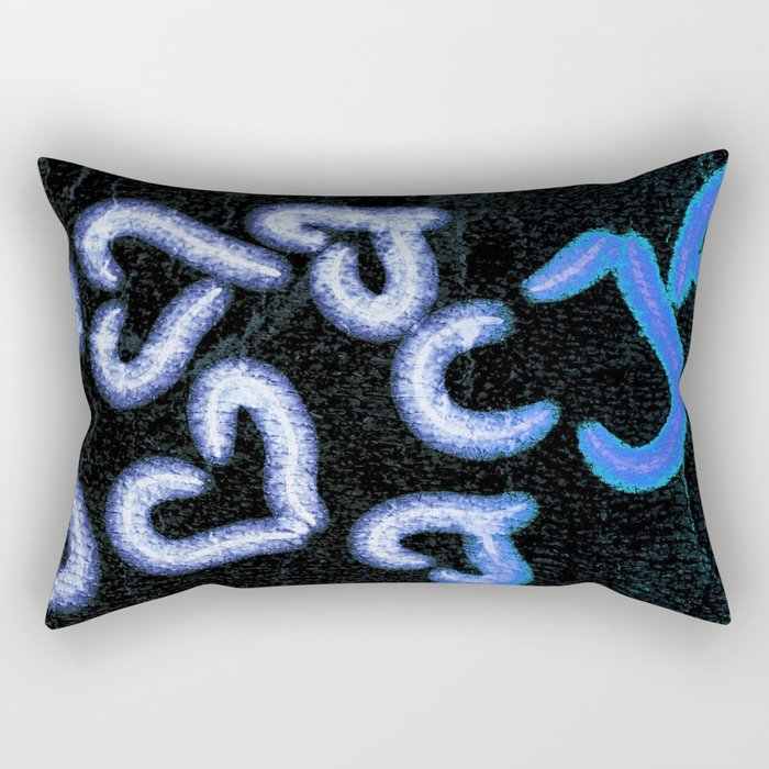 Distressed Hearts Blue Rectangular Pillow