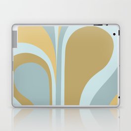 Retro Groovy Abstract Design in Aqua and Gold Laptop Skin