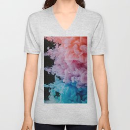 Rainbow Smoke Clouds  V Neck T Shirt