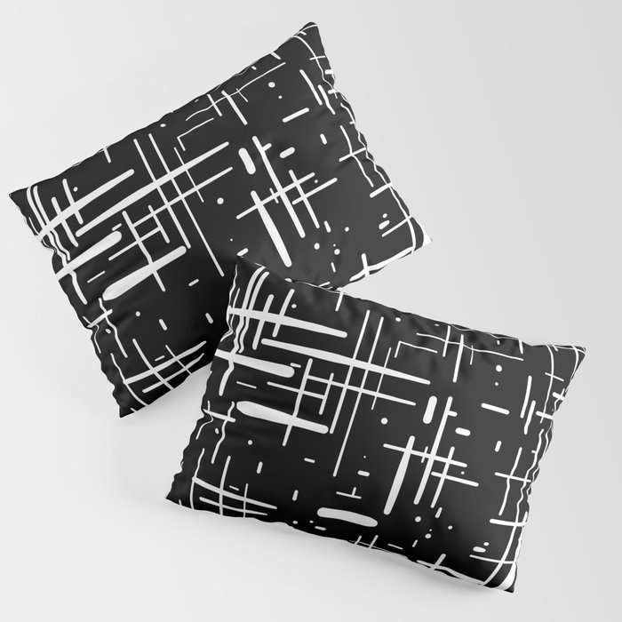 Mid-Century Modern Kinetikos Pattern in Black and White Pillow Sham