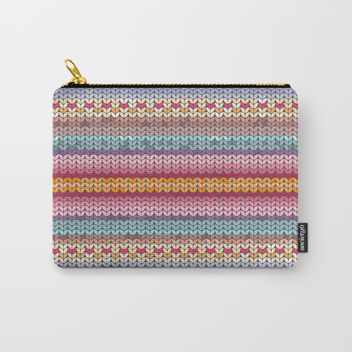 Multi color Knitting Pattern Carry-All Pouch