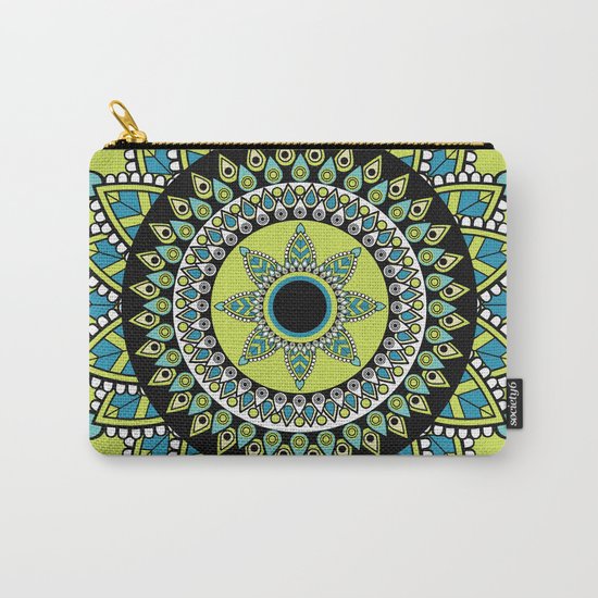 Green & Blue Decorated Indian Mandala Carry-All Pouch
