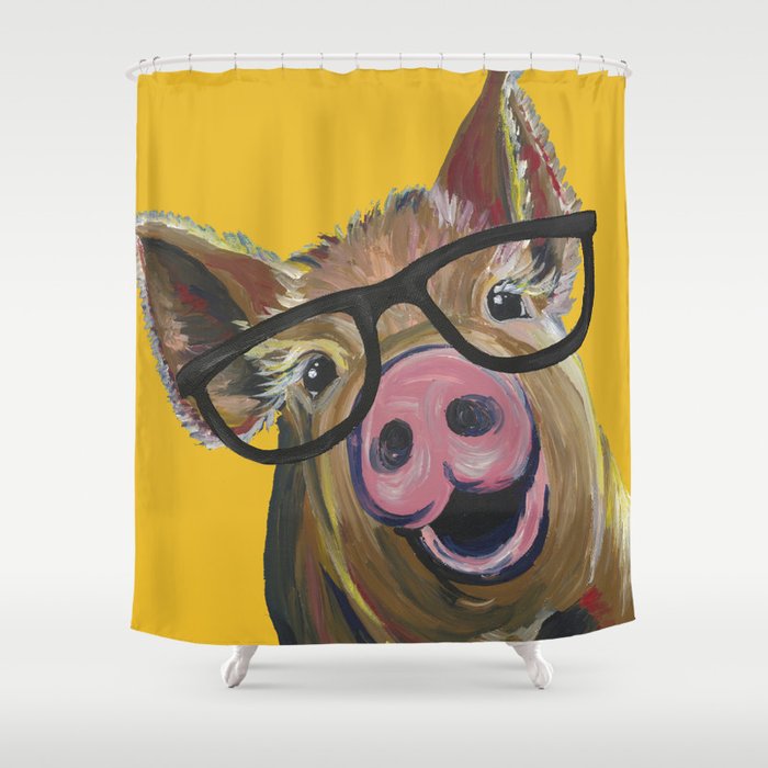 Pig With Glasses Art Farm Animal Cute Shower Curtain By Pig With Glasses Art Farm Animal Cute Shower Curtain By Leekeller Society6