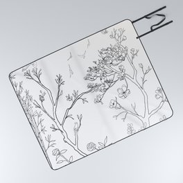 Color Your Own Chinoiserie Panels 1-2 Contour Lines - Casart Scenoiserie Collection Picnic Blanket