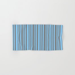 [ Thumbnail: Light Sky Blue and Gray Colored Stripes Pattern Hand & Bath Towel ]