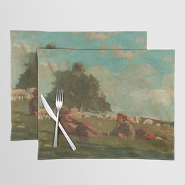 Boy and Girl in a Field with Sheep, 1878 Placemat
