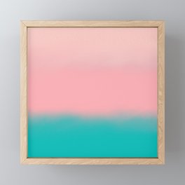 Modern abstract emerald green pink coral ombre Framed Mini Art Print