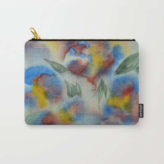 Abstract Flowers Blue Watercolor Carry-All Pouch