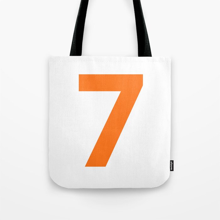 Number 7 (Orange & White) Tote Bag