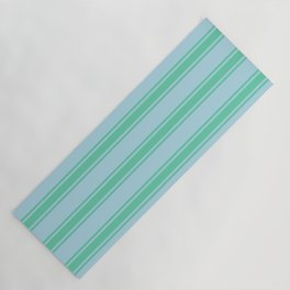 [ Thumbnail: Light Blue & Aquamarine Colored Lines/Stripes Pattern Yoga Mat ]