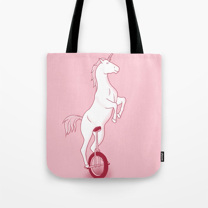 Unicorn on a unicycle - pink Tote Bag