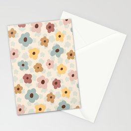 sunny flowers rose-aqua-ochre Stationery Card