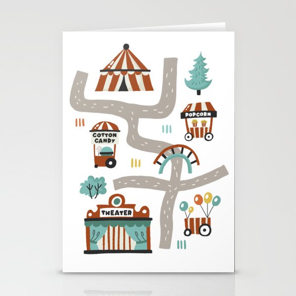 Circus Map Stationery Cards