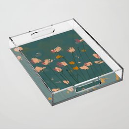 Pastel Floral on Emerald Green Acrylic Tray