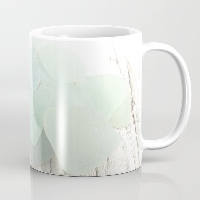 Pastel Pale Turquoise Sea Glass Faded Sea Foam Colors on White Weathered Wood - Photo 4 of 8 Coffee Mug
