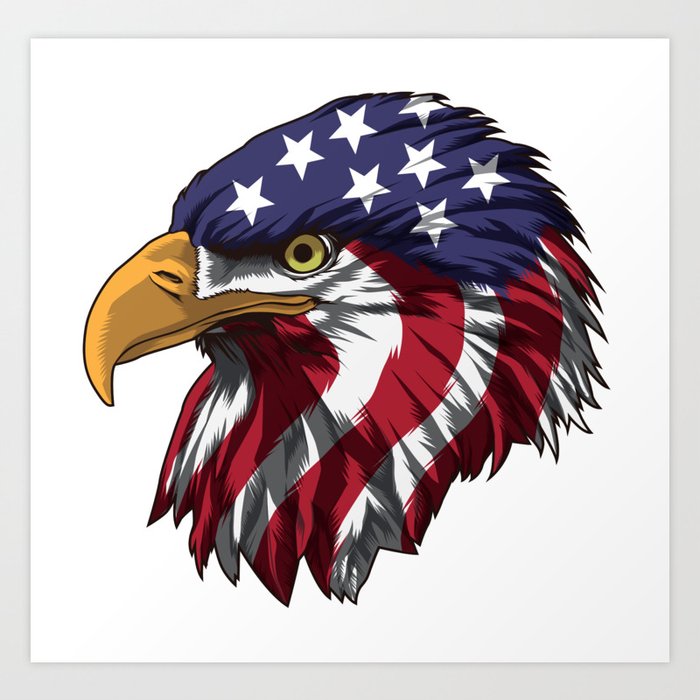 Patriotic Bald Eagle Head | Proud Bird Of Prey Art Print by anziehend ...