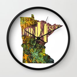 Minnesota Map Typography Wall Clock