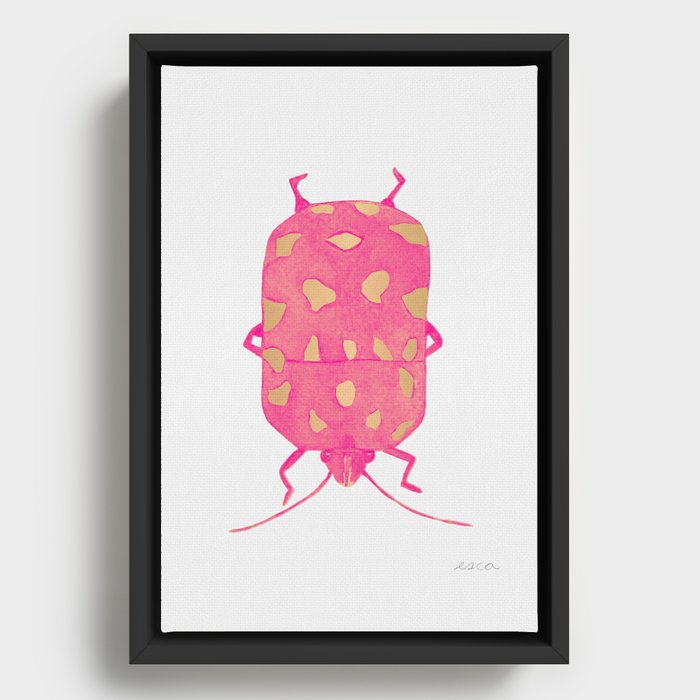 Beetles - pink and orange  Framed Canvas