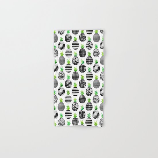 Black & White Pineapples Hand & Bath Towel