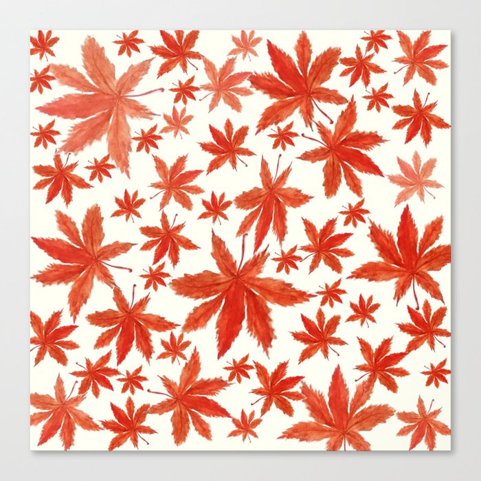 red maple leaves pattern Canvas Print