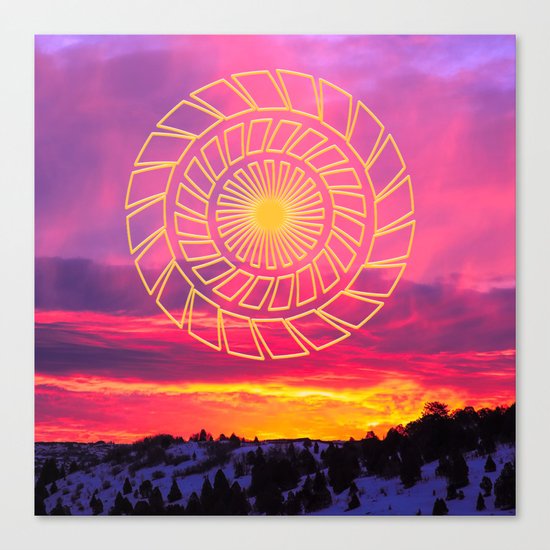 Pink Sunrise Golden Mandala Canvas Print