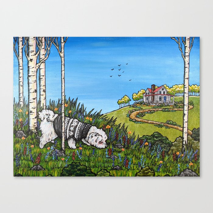 Tree, House, & Pooch Canvas Print