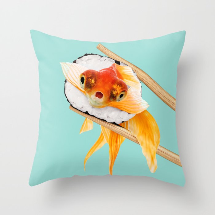 Sushi Goldfish Throw Pillow