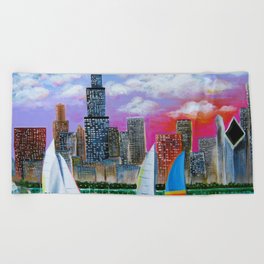 Magnificent Chicago Skyline Beach Towel