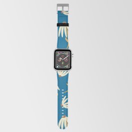 Modern Retro Loose Floral Pattern Royal Blue and Gold Apple Watch Band
