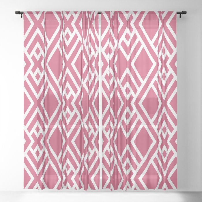 Pink and White Tessellation Line Pattern 39 Pairs DE 2022 Popular Color Pink Punch DE5048 Sheer Curtain
