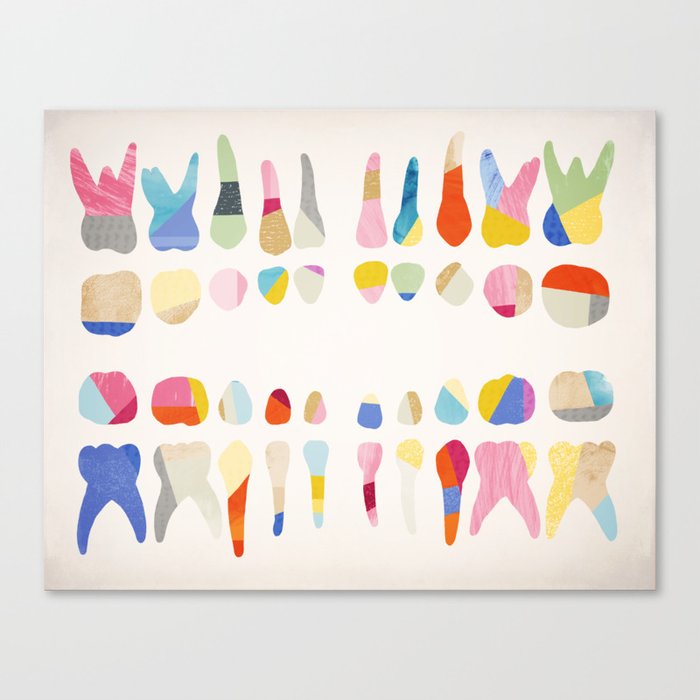 Rainbow Pediatric Dental Chart Canvas Print