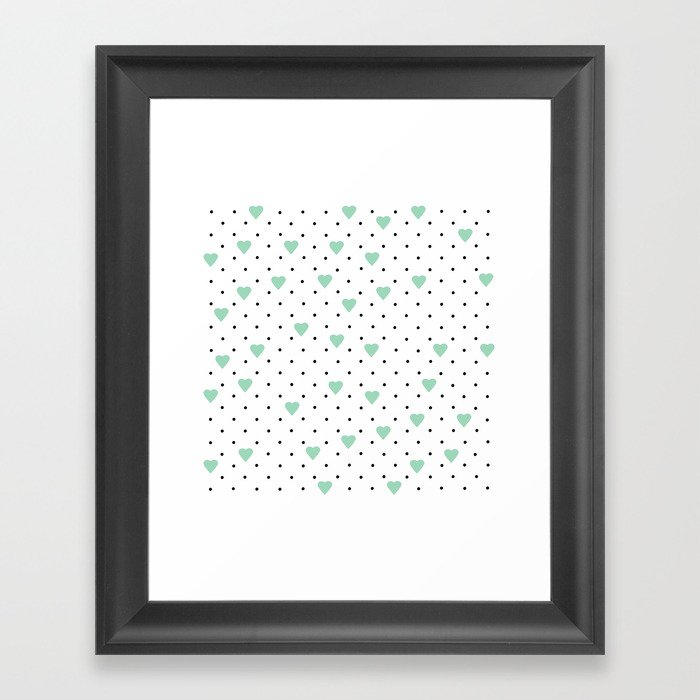 Pin Point Hearts Mint Framed Art Print