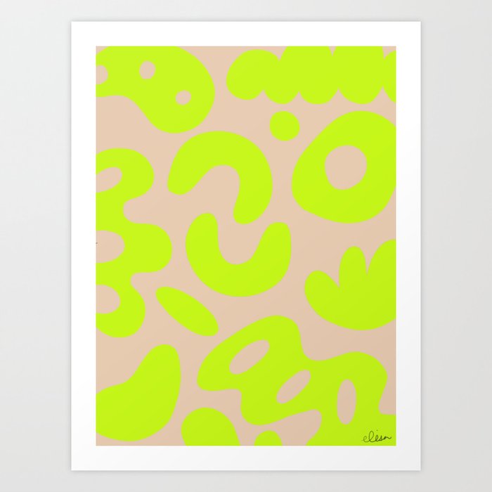 "Amoebas (Neon)" Abstract  Art Print