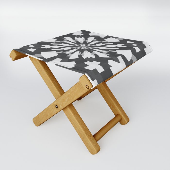 Raster kaleidoscope greyscale Folding Stool