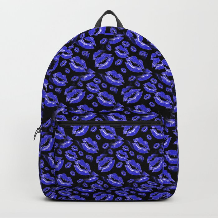 Two Kisses Collided Lip Affectionate Bold Blue Lips Pattern Backpack