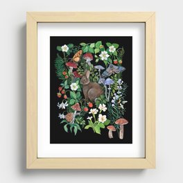 Rabbit and Strawberry Garden Recessed Framed Print