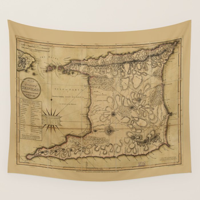 Map of the Isle of Trinidad (1797) Wall Tapestry by The Arts  Society6