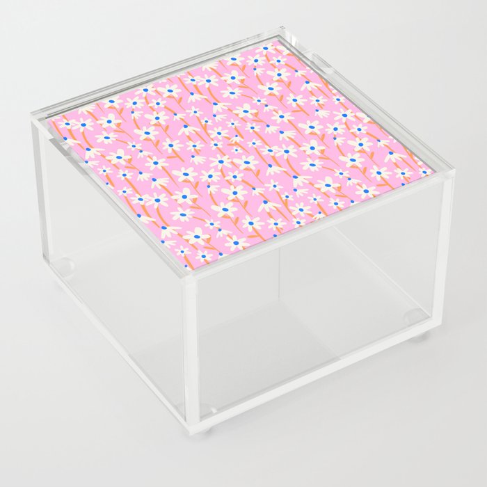 Pretty In Pink Floral Pattern Acrylic Box