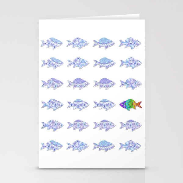 Rainbow Tropical Fish Art - Just Be Yourself Stationery Cards