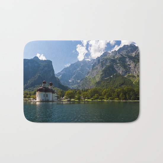 Outdoors, Church, Alps Mountains, Koenigssee Lake on #Society6 Bath Mat