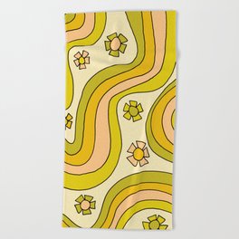 groovy rainbow flower power wallpaper vibes Beach Towel